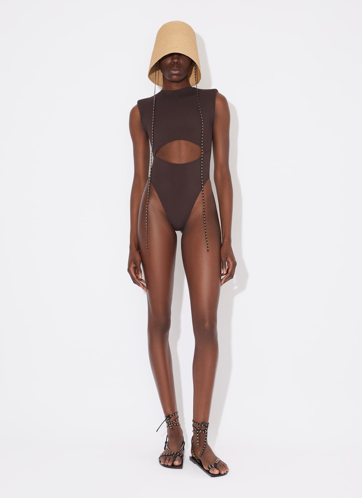 CUT OUT SWIMSUIT  ALAÏA CHOCOLATE CUT OUT SWIMSUIT